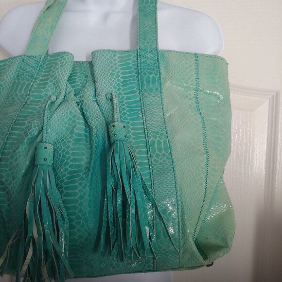 Carlos Falchi Green Shoulder Bag Soft Unstructured Design - Picture 4 of 16